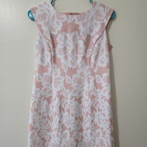 Blush and white embroidered dress